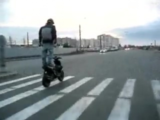 cool moped stunt